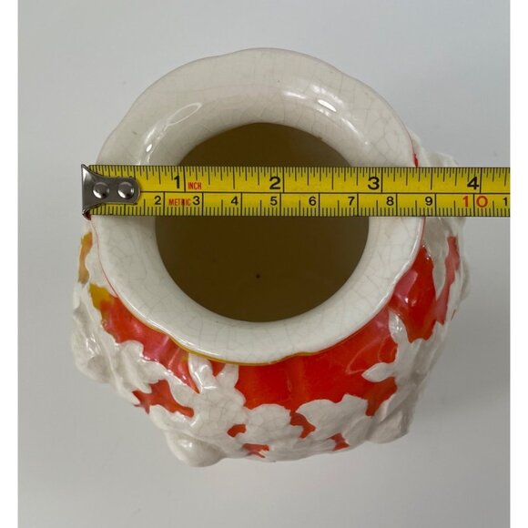 Moriyama Mori Machi Ceramic Vase White/Orange Raised Flowers - Picture 10 of 13